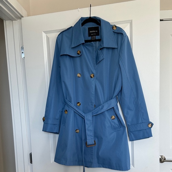 Women's Blue Trench Coat - Picture 4 of 5